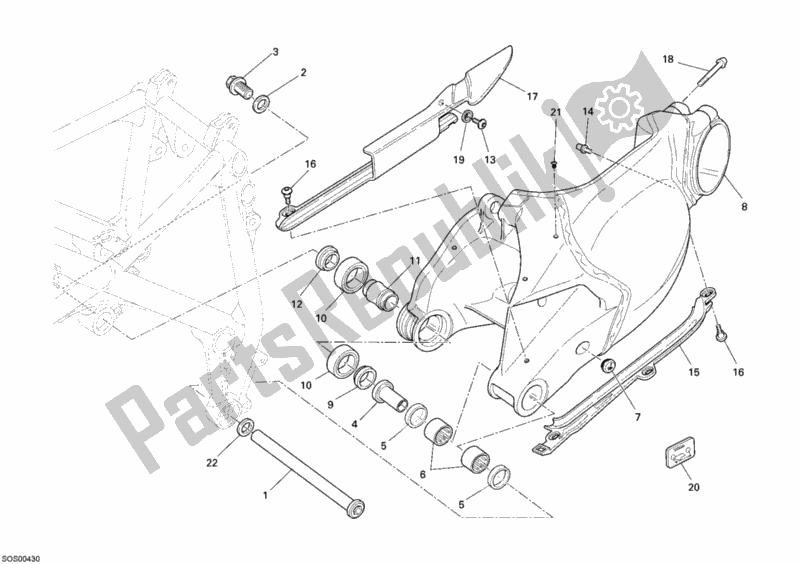 Toutes les pièces pour le Bras Oscillant du Ducati Superbike 1198 SP USA 2011